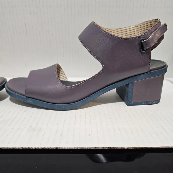 Camper Maude Violet purple Blue Mid Block Heel Retro Shoes Sandals Sz 40 - Picture 5 of 16